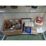 Collection of assorted Silver plated and other Cutlery some boxed etc