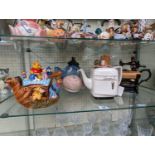 4 Cardew Novelty Teapots to include Winnie the Pooh, Eeyore, Large Fridge and Sewing machine with