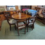 Regency Style oval dining table and 6 chairs with upholstered seats