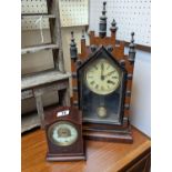 Edwardian Mahogany Inlaid mantel clock and a American Walnut cased clock