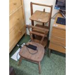 Oak Ercol Style Stacking Childs chair and a Oak Cake stand