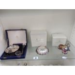 Collection of Boxed Mappin & Webb Silver plated table ware inc. Christening Set, Scallop butter dish