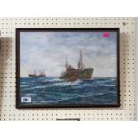 Framed watercolour of a Fishing Trawler signed J Hill