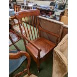 20thC Stick back Commode Elbow chair