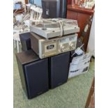 Harman Kardon Tape player/amp with Technics speakers and assorted items