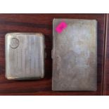 Good quality Rectangular SIlver machined cigarette case Birmingham 1939 and another curved SIlver