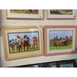 John J Downes framed watercolour 'The Last Furlong' and another watercolour
