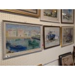 3 Framed Pictures by D W Billingham 'Polperro Market Low tide' and 2 others