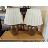 Pair of Modern Brass based lamp bases with shades