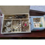 Collection of Costume and Other Jewellery and Other Items Contained in Two Jewellery Boxes