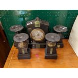 Belgian Black Slate Clock and garnitures