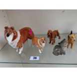 Collection of 4 Beswick Dogs to include Collie and Airedale and a Royal Doulton Cat