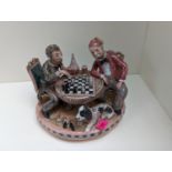 Margaret Howard Studio Pottery group depicting chess players dated 1963