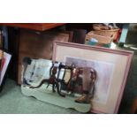 Shaped 1930s Mirror and assorted Pictures