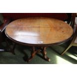 Edwardian Oval Inlaid window table with pillar supports and splayed legs