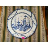 18thC Blue & White Liverpool Pearlware plate Long Eliza