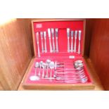 Cased Chippendale 44 Piece Silver-plated canteen of cutlery