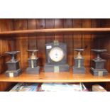 Victorian Slate mantel clock and garnitures