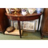 19thC Mahogany D End table on tapering legs
