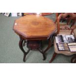 Edwardian Inlaid window table with galleried under tier