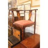 Edwardian Mahogany Inlaid corner chair with upholstered seat