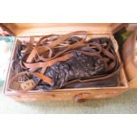 Large Travelling trunk of assorted Vintage Horse Tack