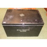 Large Metal travelling trunk Dr E A Abbotts Papers
