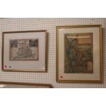 19thC Britannica Map had tinted and a 19thC Framed Map of Cambridge