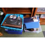 4 Boxes of assorted Collectables , watches and a Pioneer PL-55D Record Player