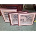 3 Oak framed Cecil Aldin prints