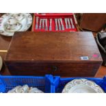 19thC Mahogany Writing slope with fitted interior with inkwells