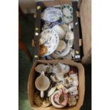 2 Boxes of 18thC and Later English and European Ceramics inc. Masons, Worcester etc