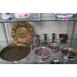 Collection of assorted 19thC and Later Metal ware to include Silver on copper lidded Tankard, Wine