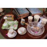 Collection of assorted Royal Commemoratives, Edwardian Dressing table set and a Bird decorated