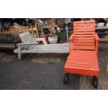 2 Wooden slatted Sun recliners