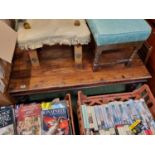 Hardwood coffee table and 2 stools