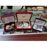 Collection of assorted Costume jewellery inc. Silver cased watch, Smiths Stopwatch etc