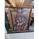 Peter Nuttall Peter Nuttall 1943-2011Framed mixed medium of a Woman and Child singed to bottom right