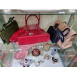 Ladies Radley Red Handbag with cover and assorted Vintage Handbags