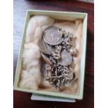 Ladies Silver Charm bracelet with charms 48g total weight