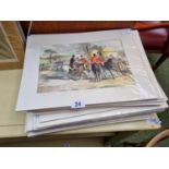 Large Collection of 19thC Mounted Prints to include Fox Hunting, Steeple Chase, Sporting related etc