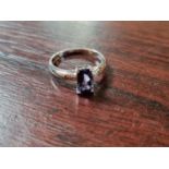 Ladies 9ct White Gold Amethyst set dress ring Size O. 2g total weight