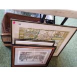 Frames Map of Cambridge and assorted pictures and prints