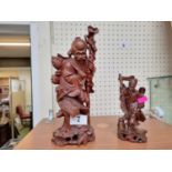 2 Chinese Hardwood carved Wisemen