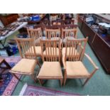 Set of 6 Ercol blonde elm chairs with removable upholstered seats