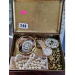 Silver cased Pocket watch and assorted Costume Jewellery, Northamptonshire Cap Badge etc