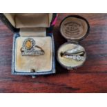 2 9ct Stone set Gold Rings 4g and a Diamond set 18ct gold ring 2.1g total weight