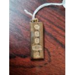 9ct Gold Bar Pendant 29g total weight