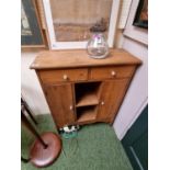 Pine hall cabinet of two drawers with apron base