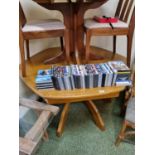 Large Oak Hexagonal table on cruciform supported base